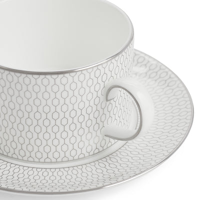 Wedgwood Gio Platinum Teacup & Saucer - Set of 4
