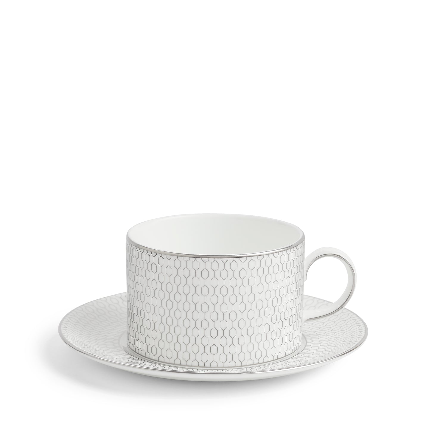 Wedgwood Gio Platinum Teacup & Saucer - Set of 4