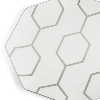 Wedgwood Gio Platinum Octagonal White Plate 23cm - Set of 2