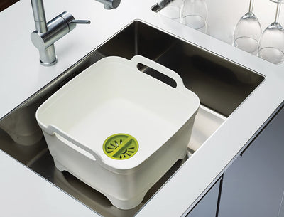 Joseph Joseph Wash and Drain Washing Up Bowl - White / Green 85055