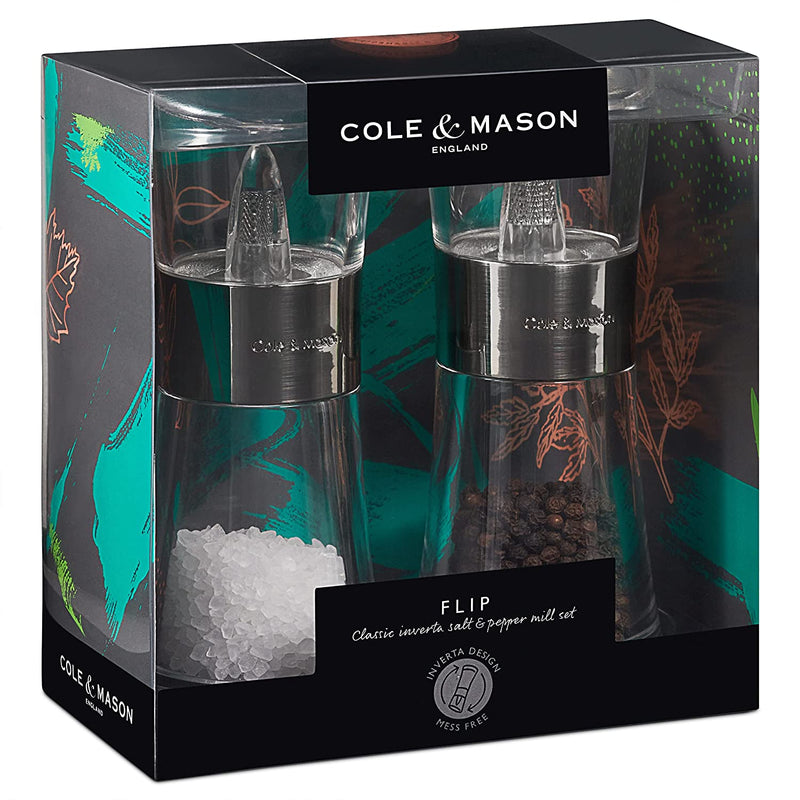 Cole and Mason Flip 180 Chrome Salt and Pepper Mills H581780