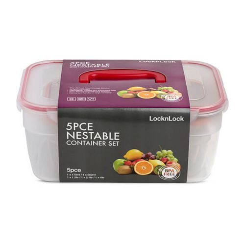 Lock and Lock 5 piece Rectangular Nestable Box Set: HPL391HS5