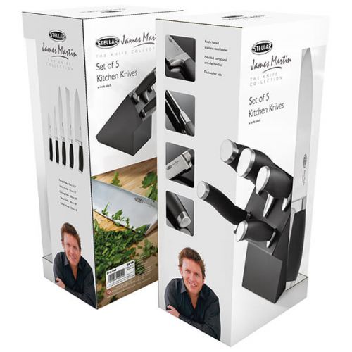 Stellar James Martin 5 Piece Black Knife Block Set IJ61B First Ireland
