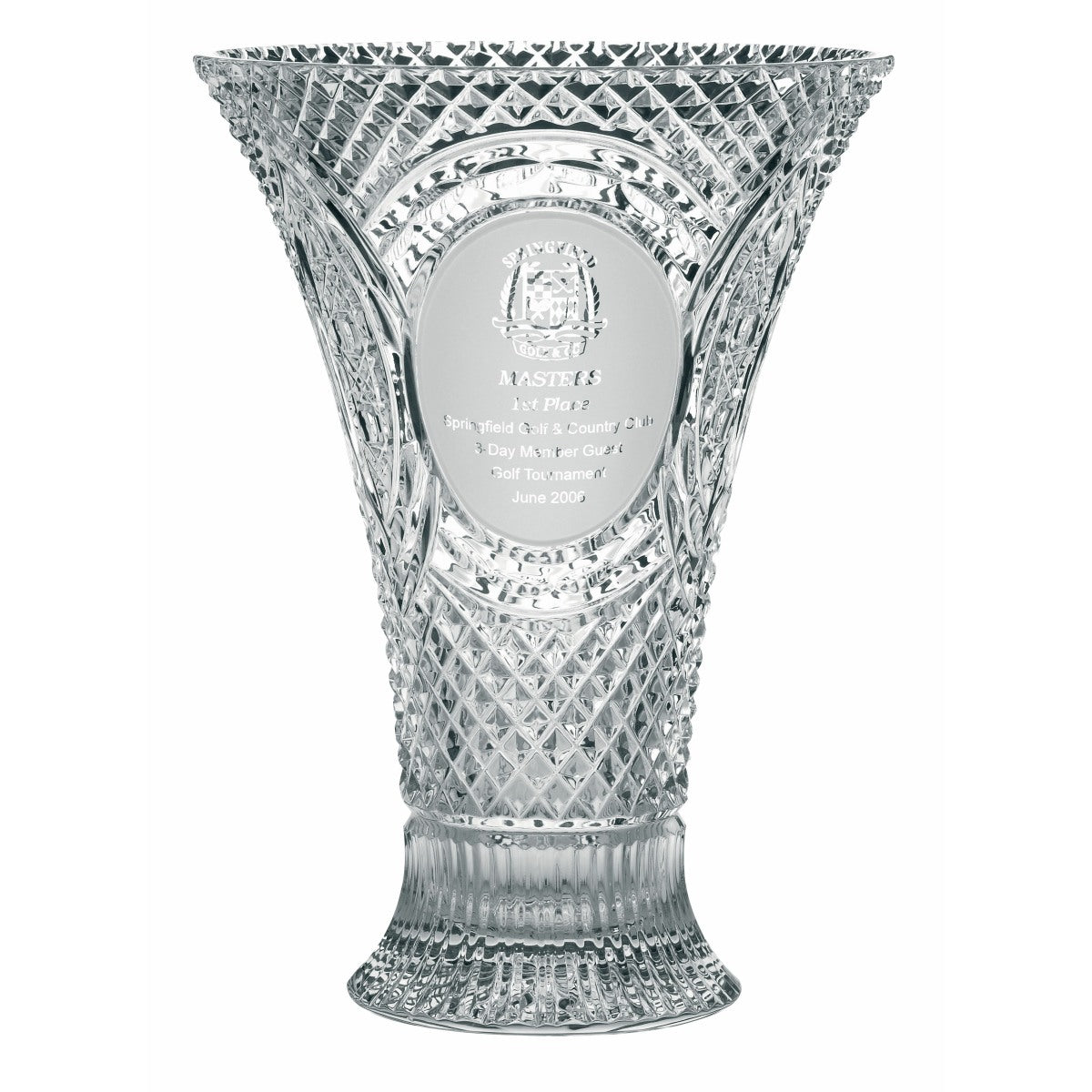 Galway Crystal 14 Inch Waisted Vase - Engraved: GM1111E