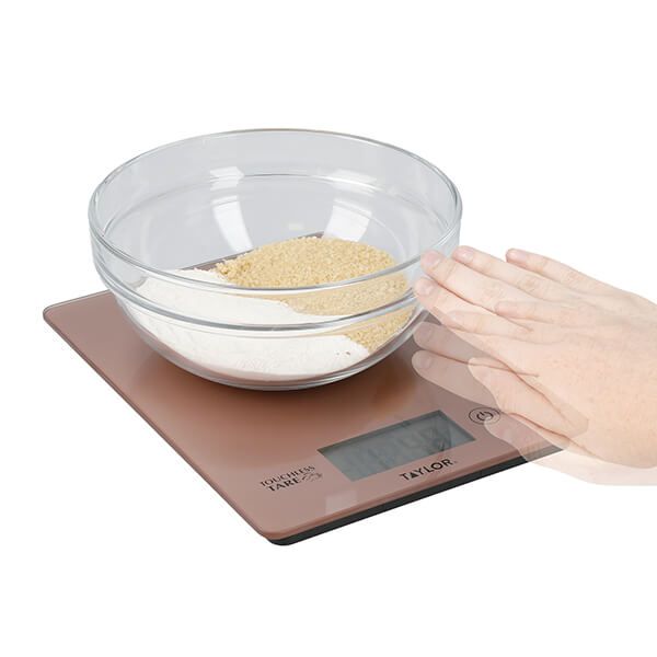 Taylor Pro Touchless Tare Rose Gold Digital Dual Kitchen Scales 5Kg (11lbs / 5 litres ) TYPSCALE5TTRGLD