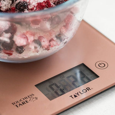 Taylor Pro Touchless Tare Rose Gold Digital Dual Kitchen Scales 5Kg (11lbs / 5 litres ) TYPSCALE5TTRGLD