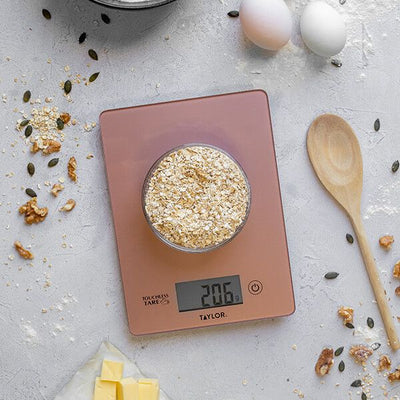 Taylor Pro Touchless Tare Rose Gold Digital Dual Kitchen Scales 5Kg (11lbs / 5 litres ) TYPSCALE5TTRGLD