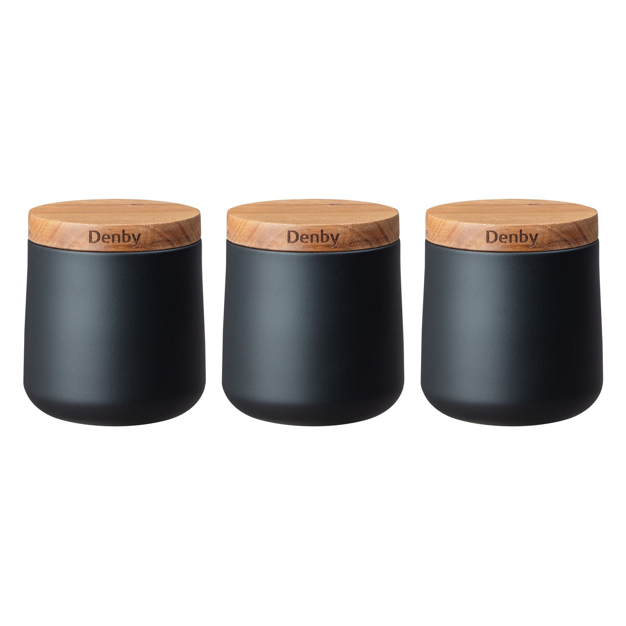 Denby Set of 3 Black Storage Canisters