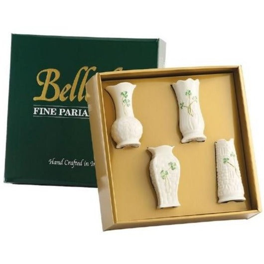 Belleek Classic Set of 4 Mini Vases
