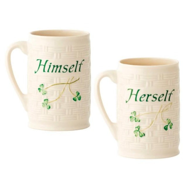 Belleek Himself and Herself Mug Set