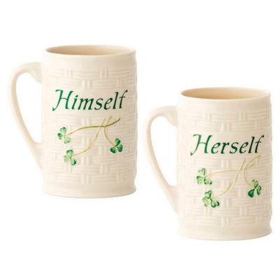 Belleek Himself and Herself Mug Set