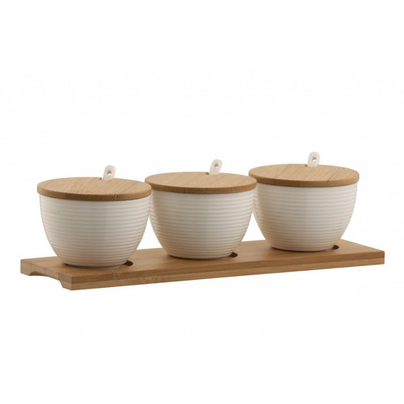 Belleek Living Ripple 3 Bowl Set with Tray