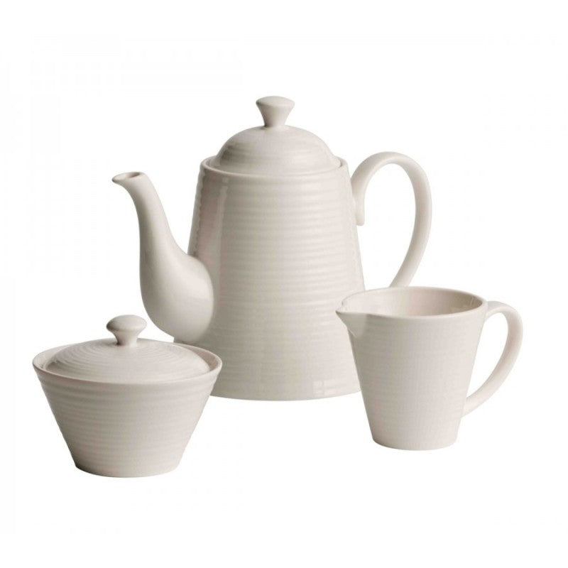 Belleek Living Ripple 3 Piece Teapot Set