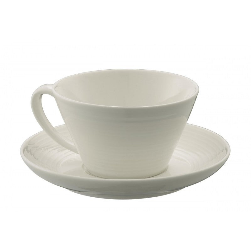 Belleek Living Ripple Teacup & Saucer (Set of 4)