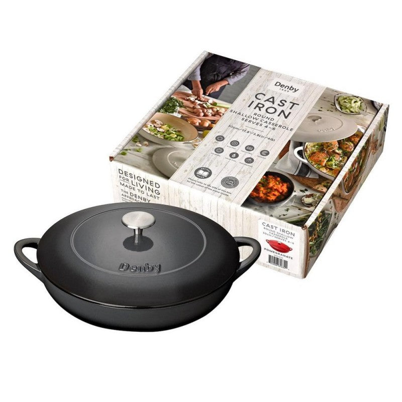 Denby Halo Cast Iron 30cm Shallow Casserole