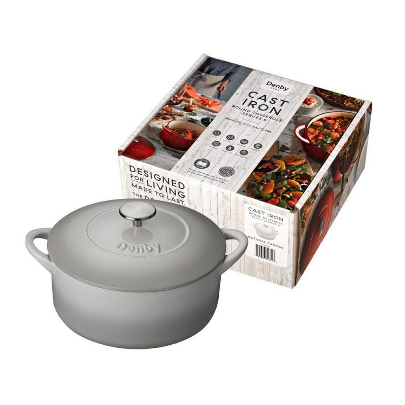 Denby Natural Canvas Cast Iron 26cm Round Casserole
