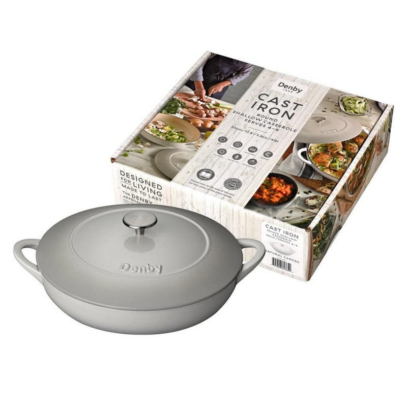 Denby Natural Canvas Cast Iron 30cm Shallow Casserole