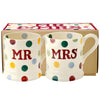 Emma Bridgewater Polka Dot Mr & Mrs set of 2 1/2 Pint Mugs (boxed)