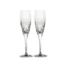 Galway Crystal Bride and Groom Floral Spray Flute Pair