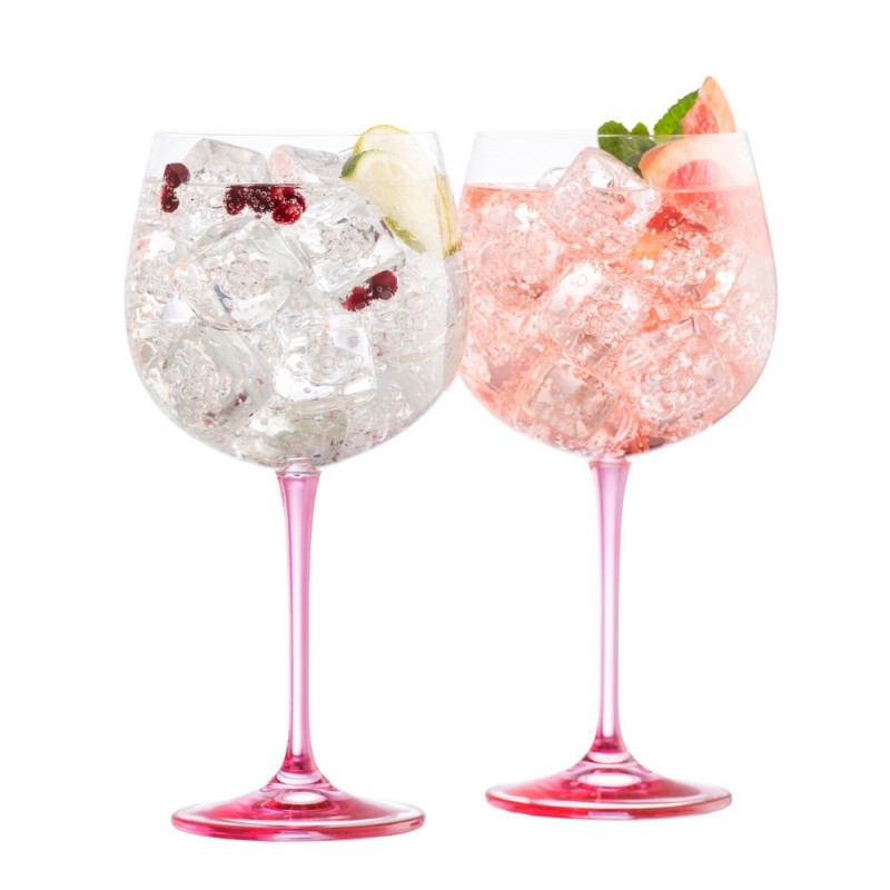 Galway Crystal Gin and Tonic Pair Pink