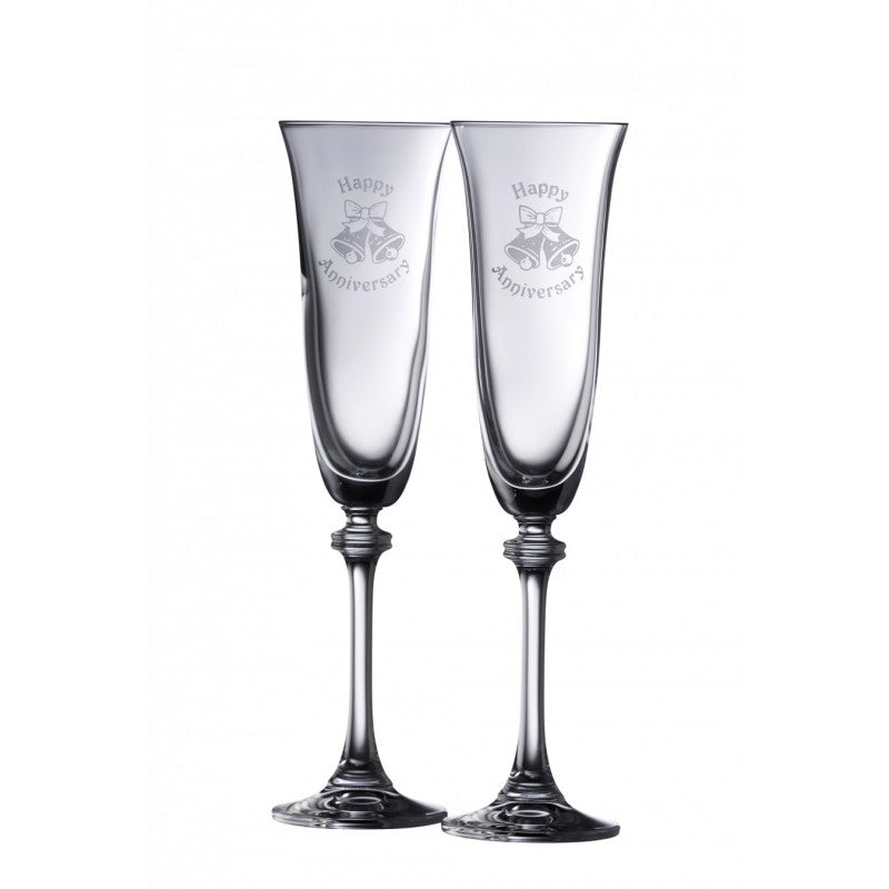 Galway Crystal Happy Anniversary Liberty Flute Pair