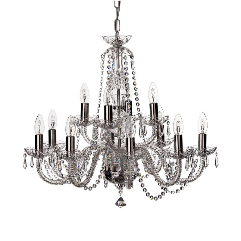 Galway Crystal Leenane 12 Arm Chandelier (UK FITTINGS)