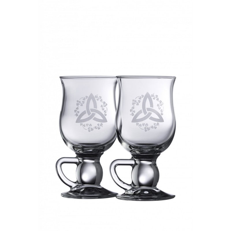 Galway Crystal Trinity Knot Shamrock Latte Pair