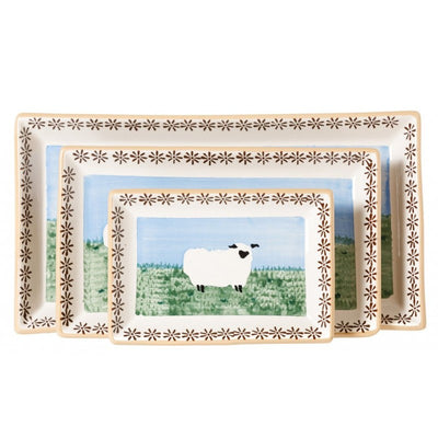 Nicholas Mosse Landscape Assorted Animals - Nest of 3 Rectangular Plates