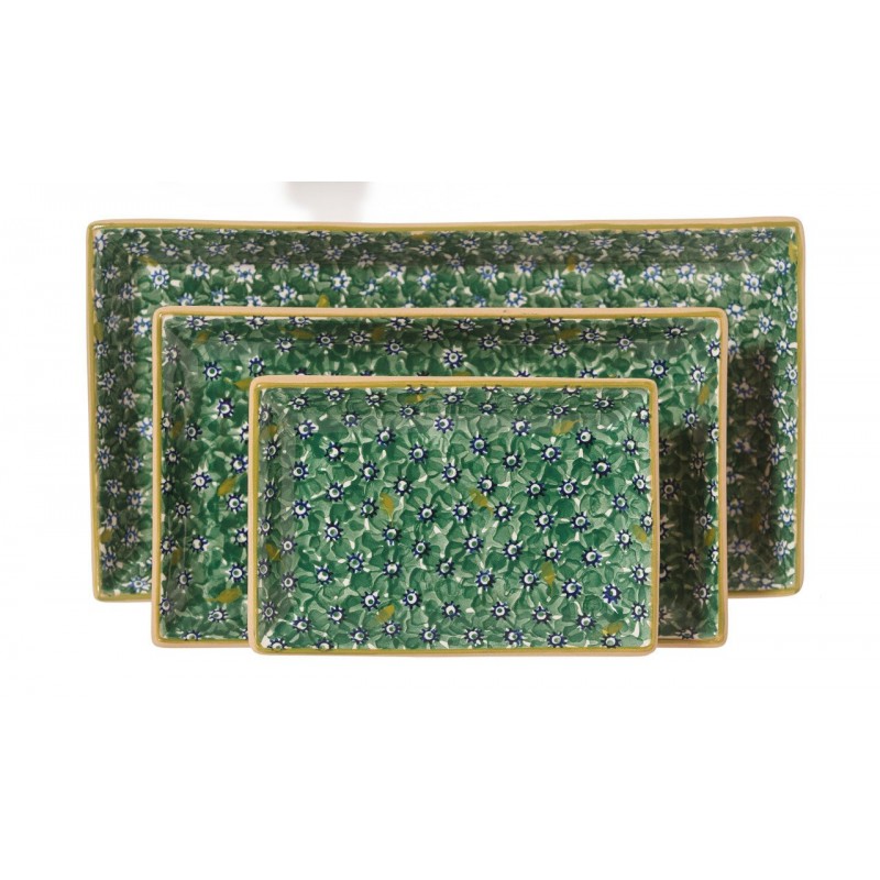 Nicholas Mosse - Lawn Green - Nest Of 3 Rectangle Plates
