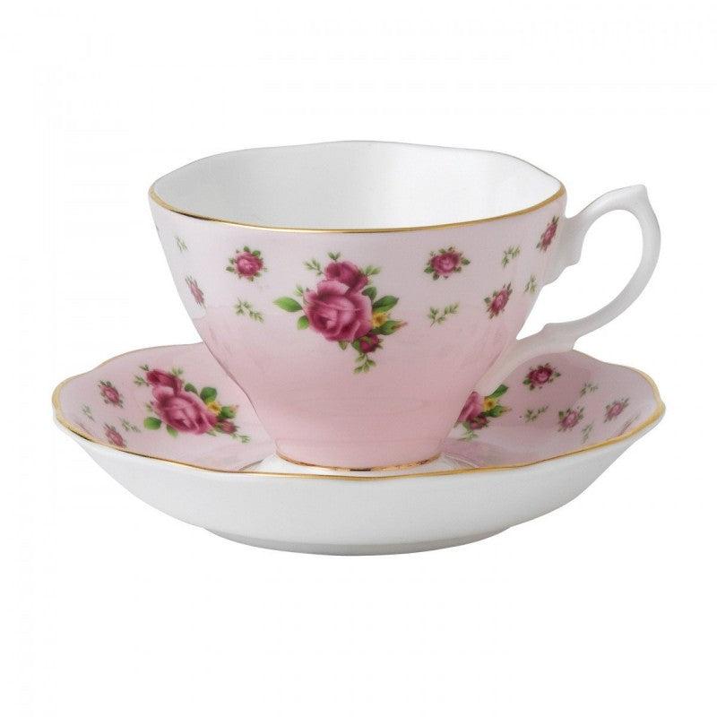 Royal Albert New Country Roses Pink Vintage Teacup and Saucer Set of First Ireland