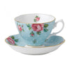 Royal Albert Polka Blue Teacup and Saucer Set of 4