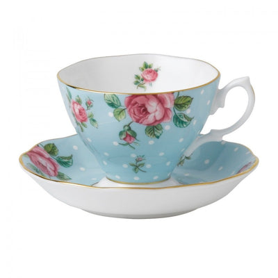 Royal Albert Polka Blue Teacup and Saucer Set of 4