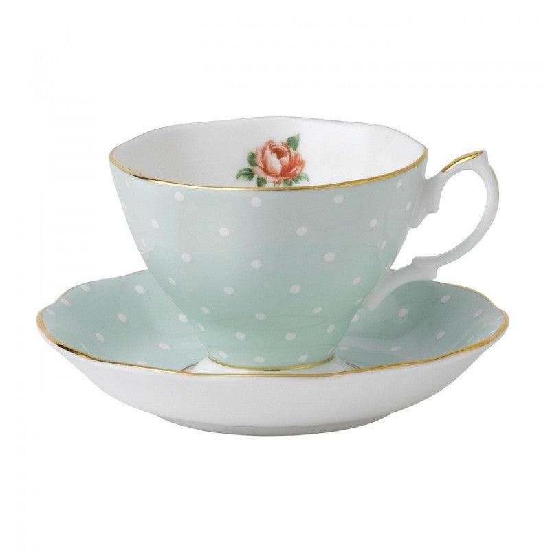 Royal Albert Polka Rose Teacup and Saucer Set of 4