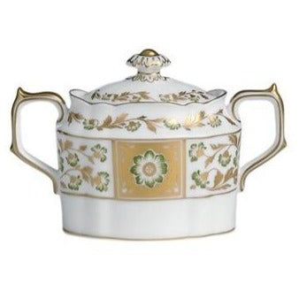 Royal Crown Derby Derby Panel Green Covered Sugar Box