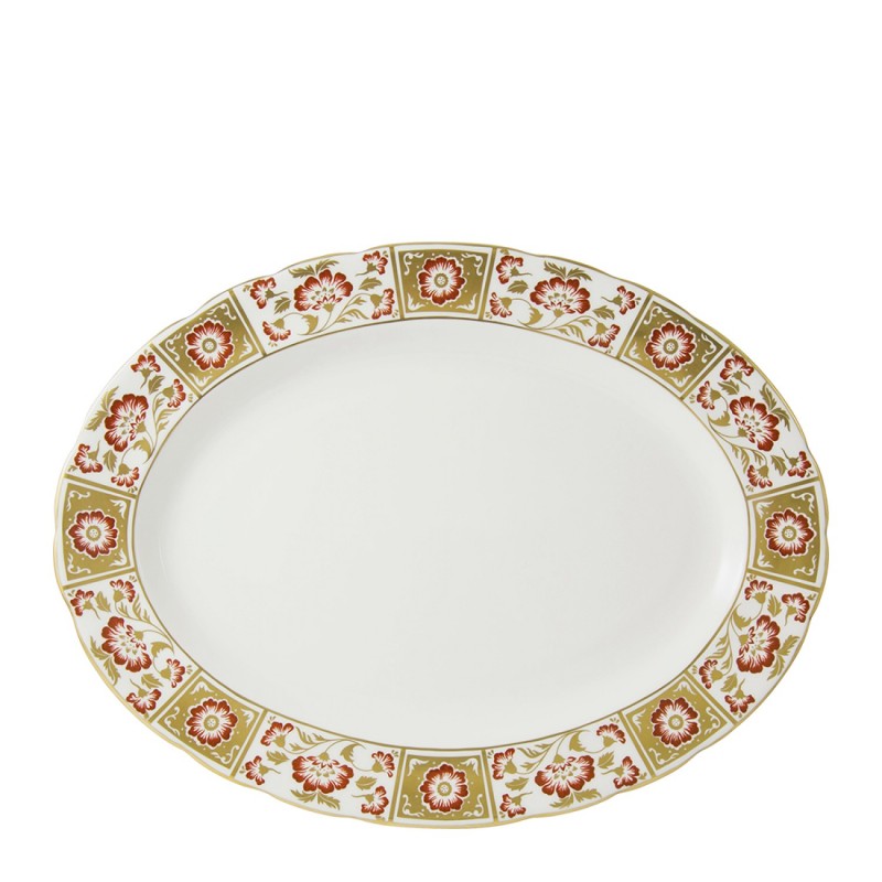 Royal Crown Derby Derby Panel Red Oval Dish 41.75cm