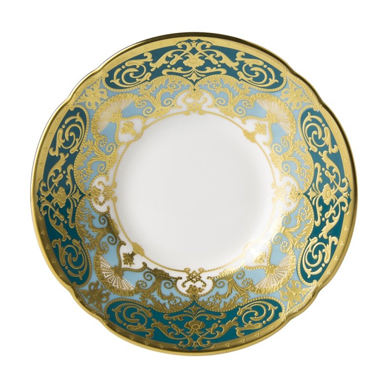 Royal Crown Derby Heritage Forest Green & Turquoise Coffee Saucer