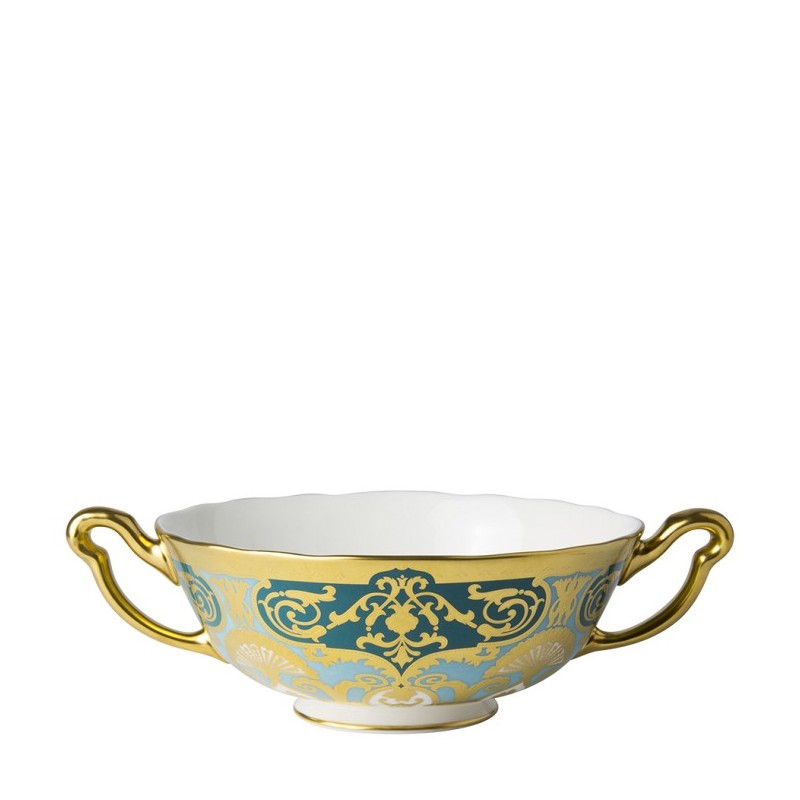 Royal Crown Derby Heritage Forest Green & Turquoise Cream Soup Cup
