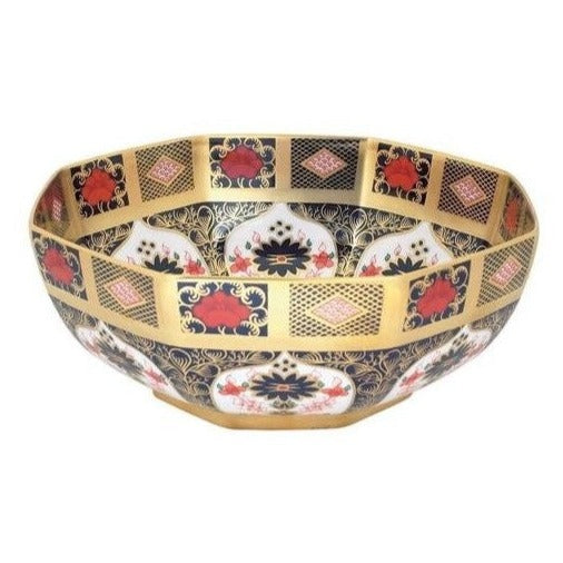 Royal Crown Derby Old Imari Solid Gold Band 10 inch Octagonal Bowl