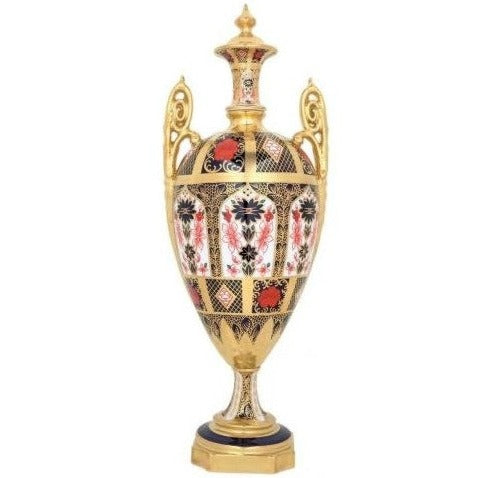Royal Crown Derby Old Imari Solid Gold Band 16 inch Large Vase