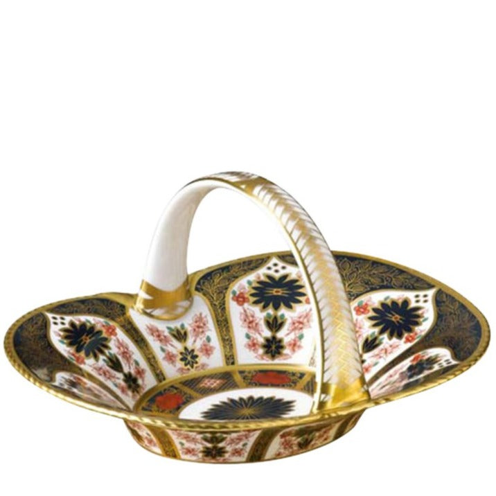 Royal Crown Derby Old Imari Solid Gold Band Heather Basket