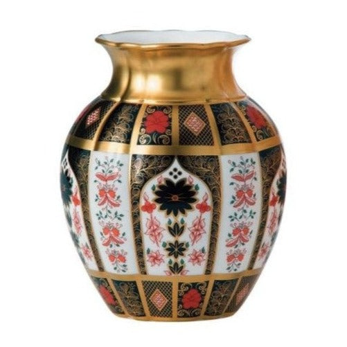 Royal Crown Derby Old Imari Solid Gold Band Tulip Vase