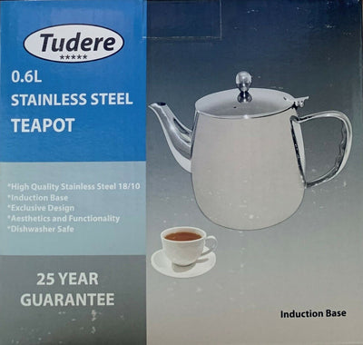 Tudere Stainless Steel Induction Friendly Teapot - 0.7 Litre