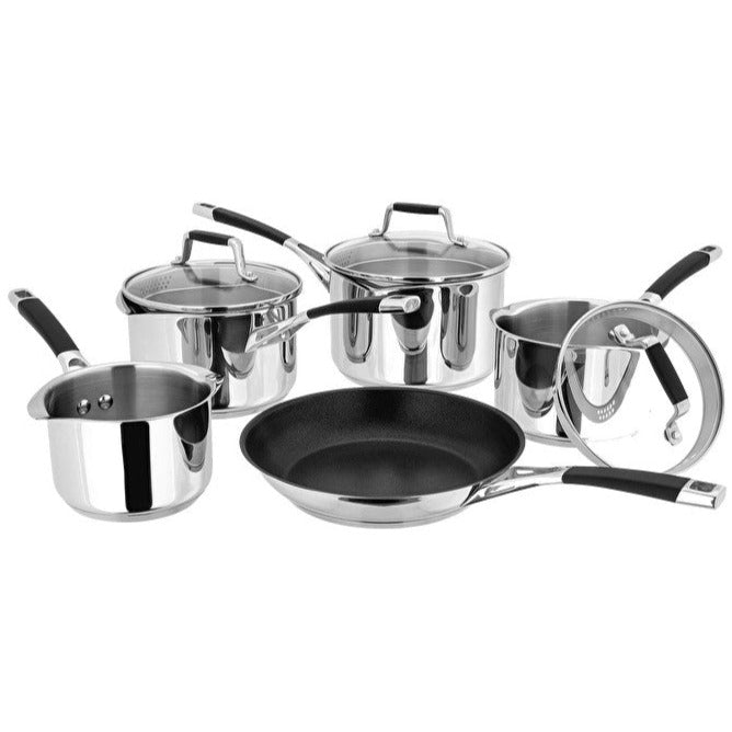 Stellar 5000 Induction 5 Piece Draining Lid Saucepan Set : S5C1D