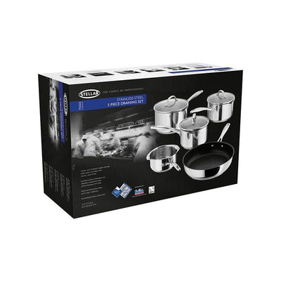 Stellar 7000 - Draining Lid 5 Piece Saucepan Set: S7C1D