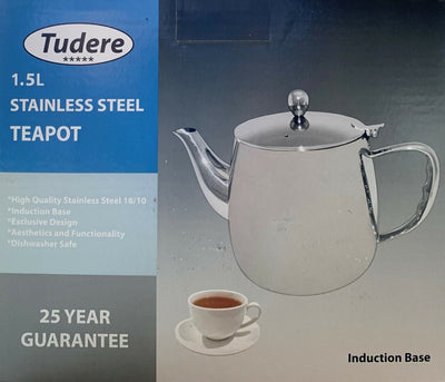 Tudere Stainless Steel Induction Friendly Teapot - 1.5 Litre