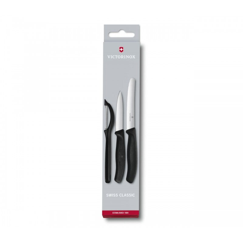 Victorinox Swiss Classic 3 Piece Paring Knife & Peeler Set Black