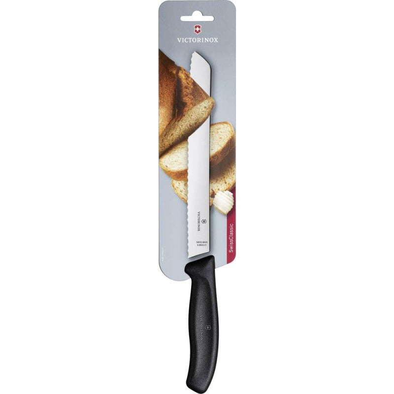 Victorinox Swiss Classic Bread Knife, Serrated Edge 21cm Black (Blister Pack)