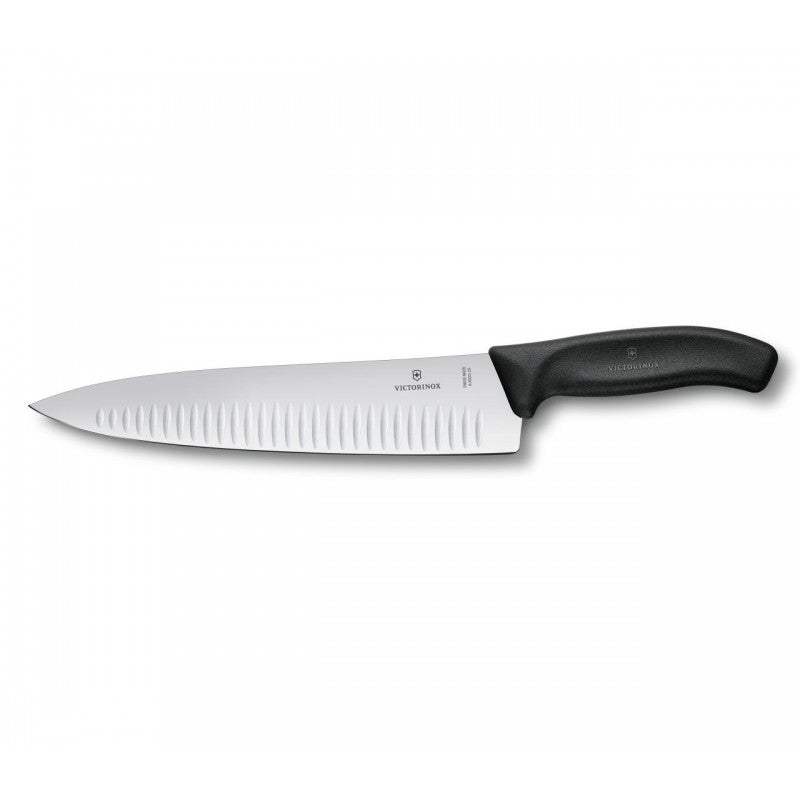 Victorinox Swiss Classic Carving Knife, Fluted Blade 25cm Black (Blister Pack)