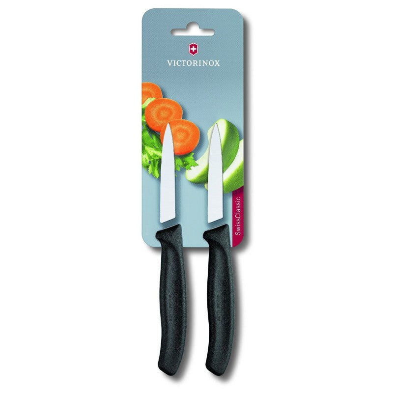 Victorinox Swiss Classic Paring knife Pointed Tip 8cm Black Twin Pack - Last chance to buy