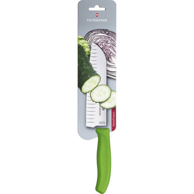 Victorinox Swiss Classic Santoku Knife, Fluted Blade 17cm Green (Blister Pack)